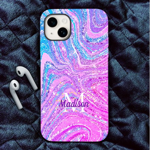 Sparkle unicorn rainbow girly marble art  Case_Mat iPhone 15 Case