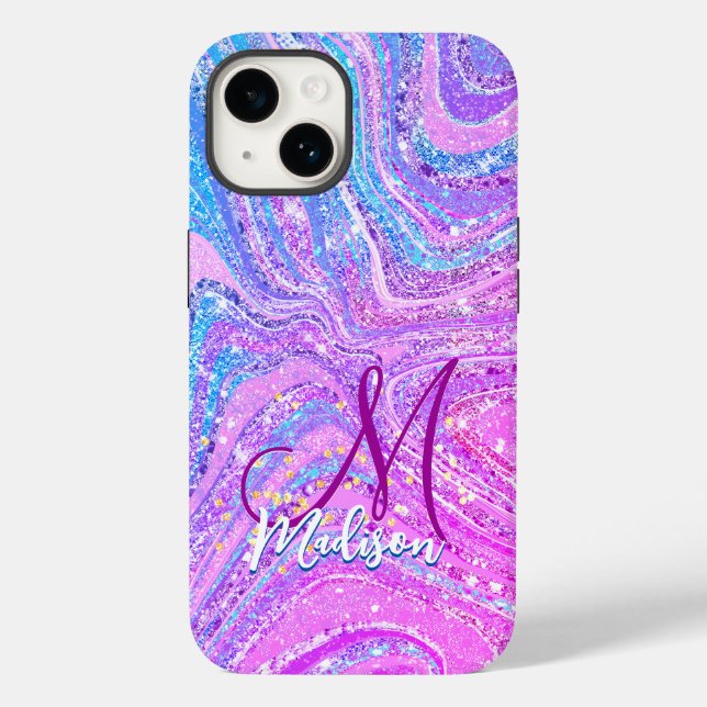 Sparkle unicorn rainbow girly marble art  Case-Mate iPhone case (Back)