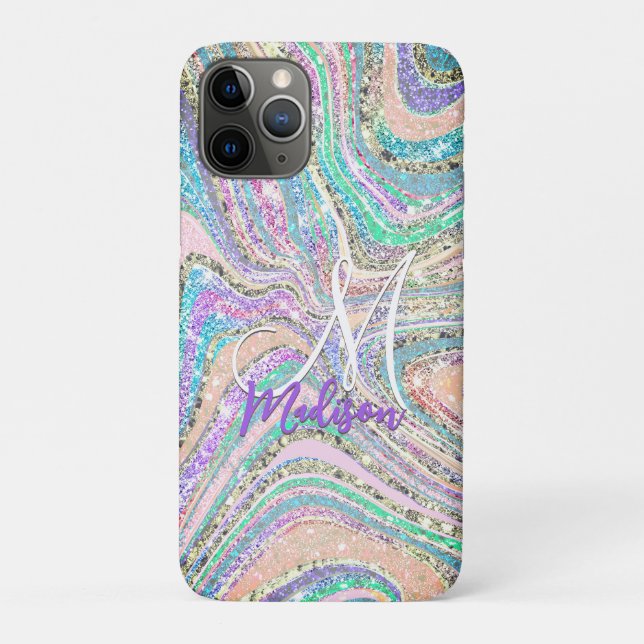 Sparkle unicorn rainbow pink mint marble art Case-Mate iPhone case (Back)
