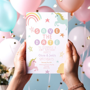 Sparkle Unicorn Save The Date Invitation