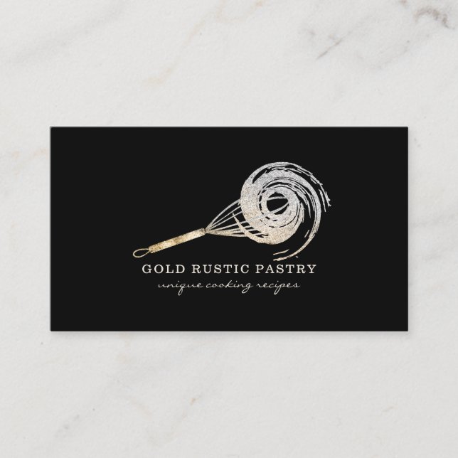 Sparkle Whisk Glitter Gold Bakery Glitz Business Card (Front)
