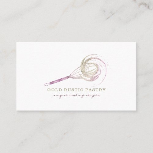 Sparkle Whisk Glitter Rose Gold Bakery Business Card