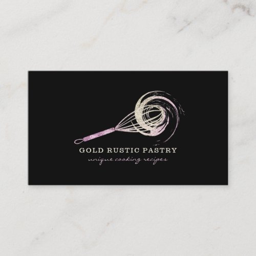 Sparkle Whisk Glitter Rose Gold Bakery Utensil Business Card