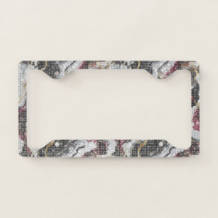 Sparkle White Black Burgundy Red Abstract License Plate Frame