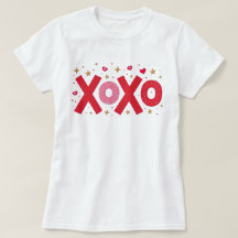 Sparkle XOXO love typography hearts stars on white