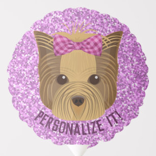 Sparkle Yorkie Yorkshire Terrier Puppy Dog Glitter Balloon