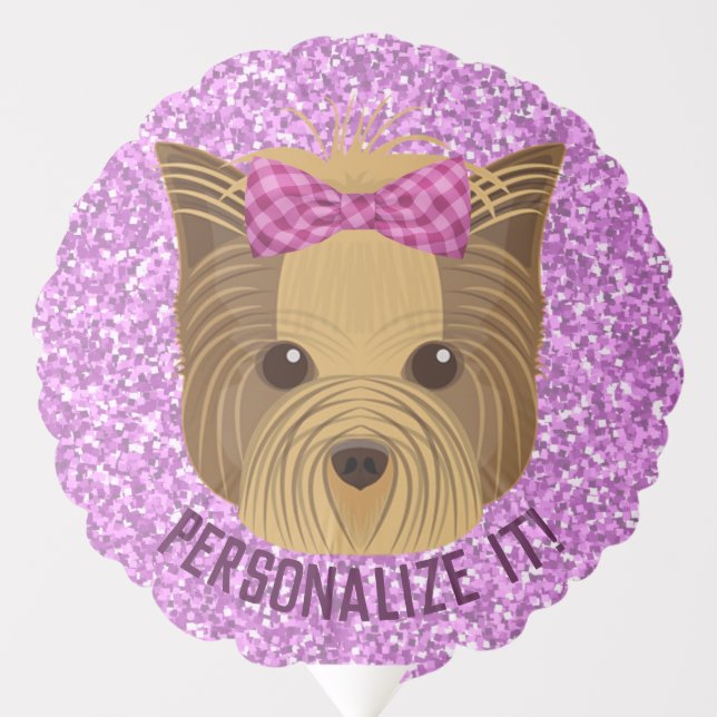 Sparkle Yorkie Yorkshire Terrier Puppy Dog Glitter Balloon (Front)