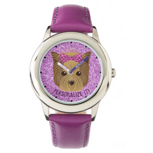 Sparkle Yorkie Yorkshire Terrier Puppy Dog Glitter Watch