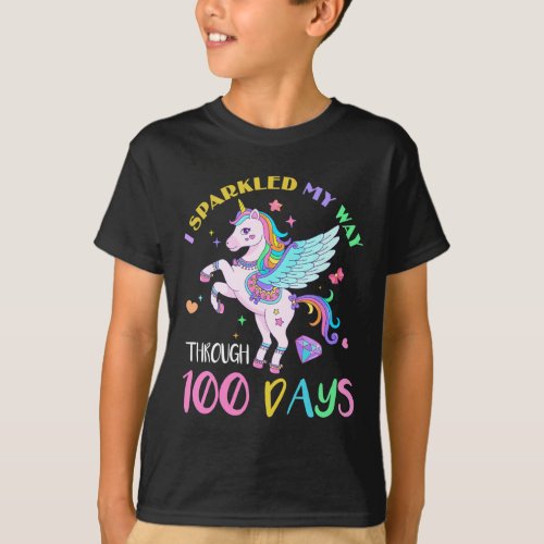 Sparkled My Way Through 100 Days Of School Unicorn T_Shirt