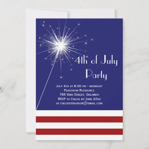 Sparkler 4th of July Party Invitation