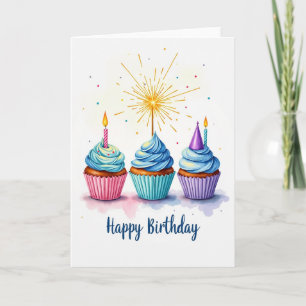 Sparkler Birthday Cupcake Card