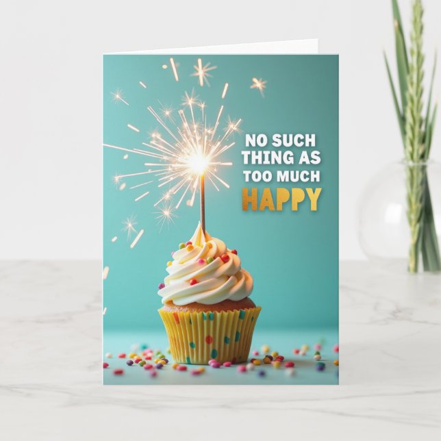 Sparkler Cupcake Birthday Card (Front)