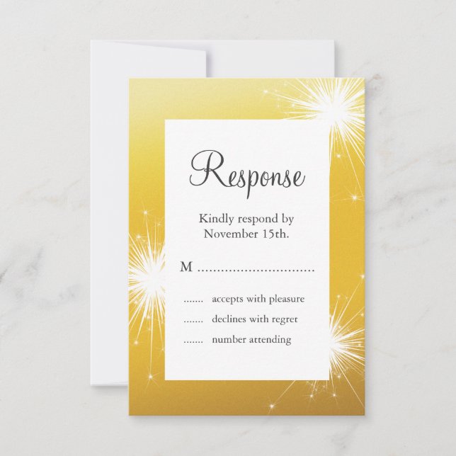 Sparkler Gold Wedding RSVP (Front)