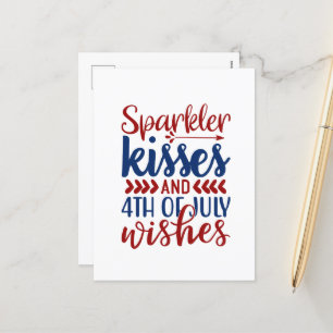 Sparkler kisses July Fourth wishes word Holiday Postcard