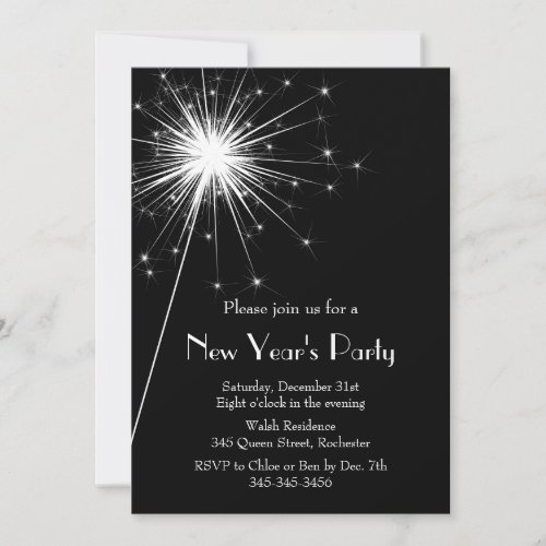 Sparkler New Years Eve Party Invitation