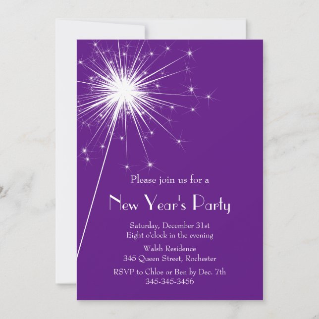 Sparkler New Year's Eve Party Invitation (Front)
