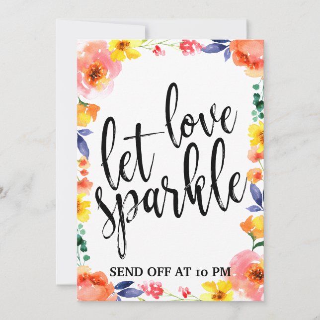 Sparkler Send Off  Affordable Floral Wedding Sign (Front)