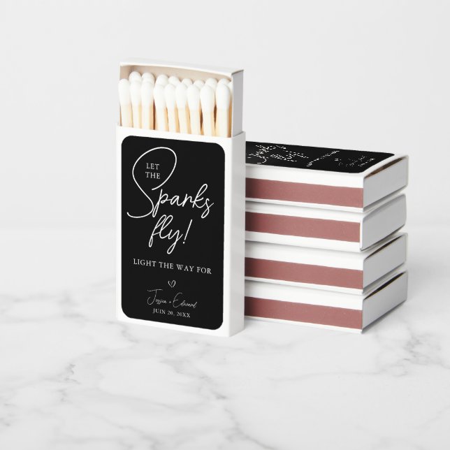 Sparkler Send Off Let The Sparks Fly Black White Matchboxes (Stacked)