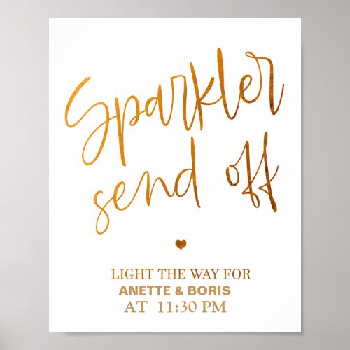 Sparkler send off wedding sign 8x10 poster