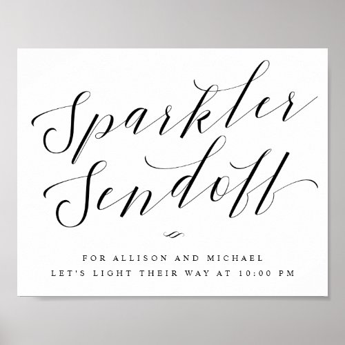 Sparkler Sendoff Elegant Calligraphy Wedding Sign