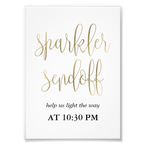 Sparkler Sendoff Sign Choose Your Size Faux Gold