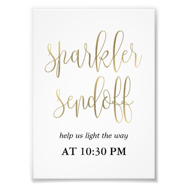 Sparkler Sendoff Sign Choose Your Size Faux Gold (Front)