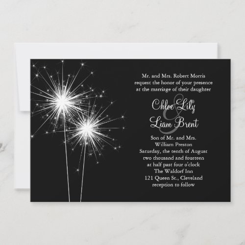 Sparkler Wedding Invitation black