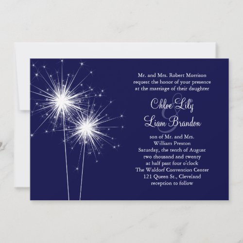 A Sparkler Wedding Invitation in Blue