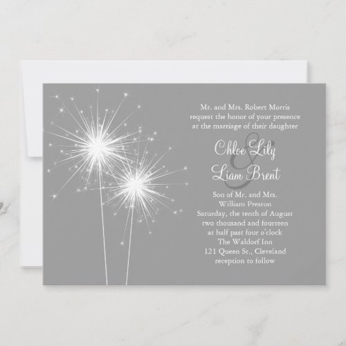 Sparkler Wedding Invitation in Gray