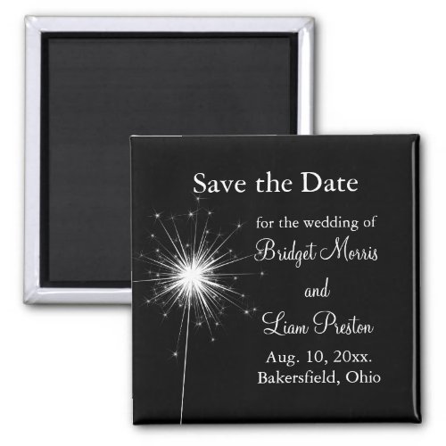 Sparkler Wedding Save the Date black Magnet