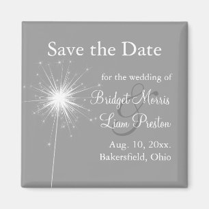 Sparkler Wedding Save the Date Magnet in Gray