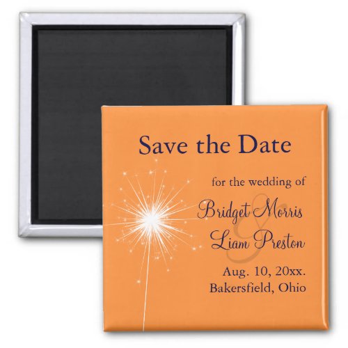 Sparkler Wedding Save the Date orange Magnet