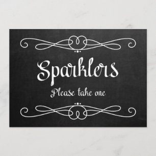 "Sparklers" Chalkboard Wedding Sign Invitation
