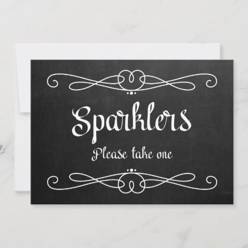 Sparklers Chalkboard Wedding Sign Invitation