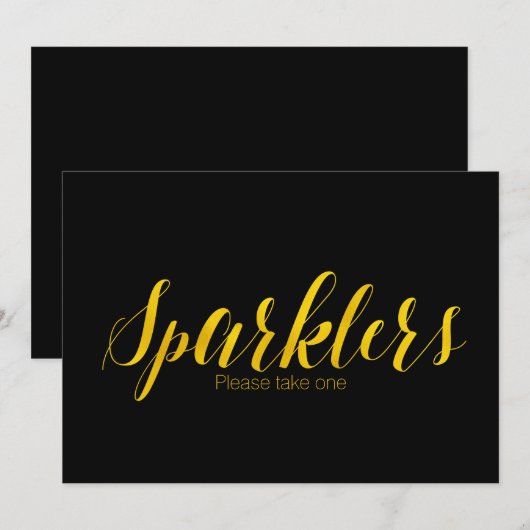 "Sparklers" Faux Gold Foil Chic Wedding Sign (Front/Back)