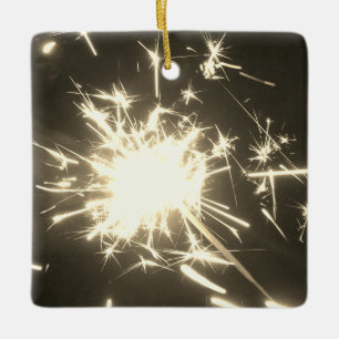 Sparklers Fireworks Sparkler Christmas Ceramic Ornament