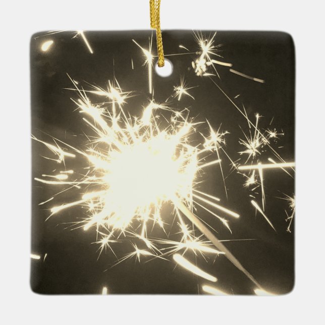 Sparklers Fireworks Sparkler Christmas Ceramic Ornament (Front)