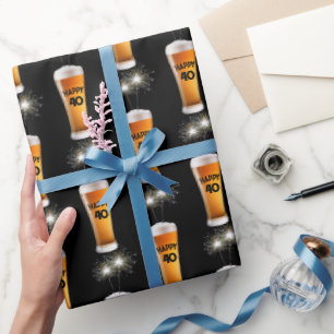 Sparklers In 40th Birthday Beer Glass  Wrapping Paper