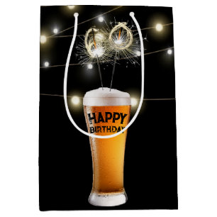 Sparklers In 60th Birthday Beer Glass Medium Gift Bag