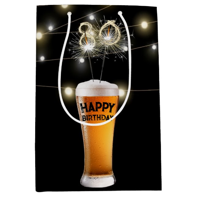 Sparklers In 80th Birthday Beer Glass  Medium Gift Bag (Front)