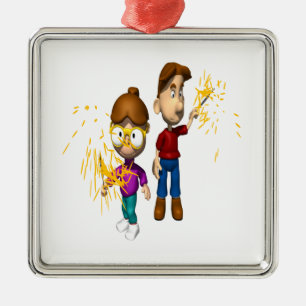 Sparklers Metal Ornament