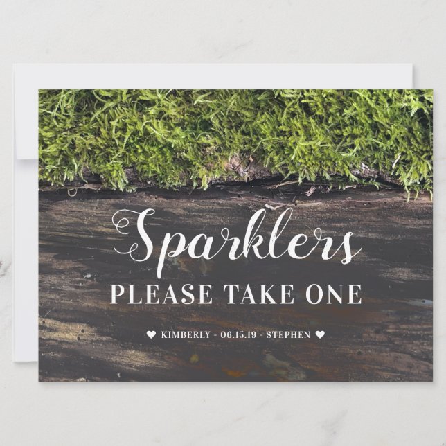 Sparklers Sign Rustic Wedding Table Card (Front)