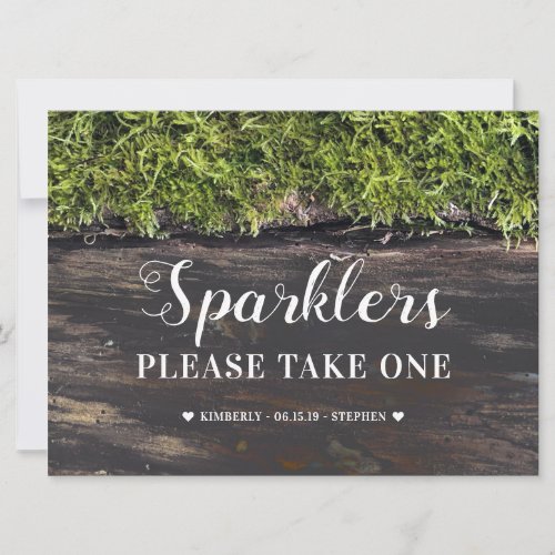 Sparklers Sign Rustic Wedding Table Card