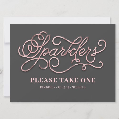 Sparklers Sign Wedding Table Card