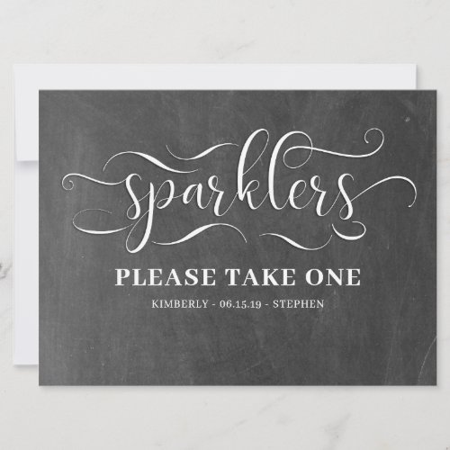 Sparklers Sign Wedding Table Card
