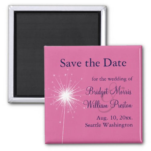 Sparklers Wedding Save the Date Magnet pink