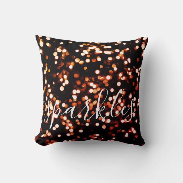 Sparkles Brownish Golden Sparkling Throw Pillow (Front)