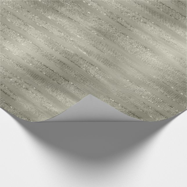 Sparkles - Brush Strokes Pewter Faux Glitter Wrapping Paper (Corner)