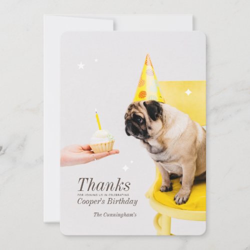 Sparkles Custom Pet Photo Birthday Thank You Card