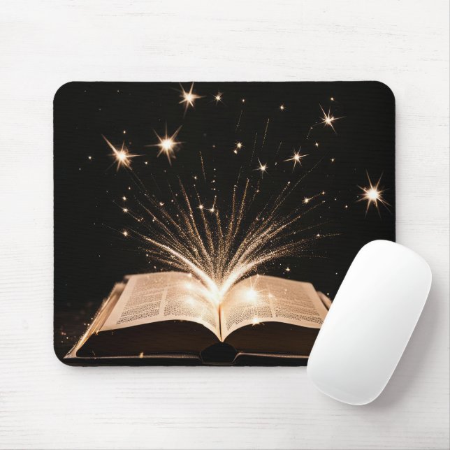 Sparkles Exploding From Open Book Mouse Pad (With Mouse)